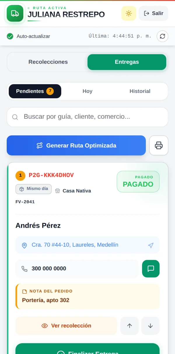 App del domiciliario (datos de ejemplo)